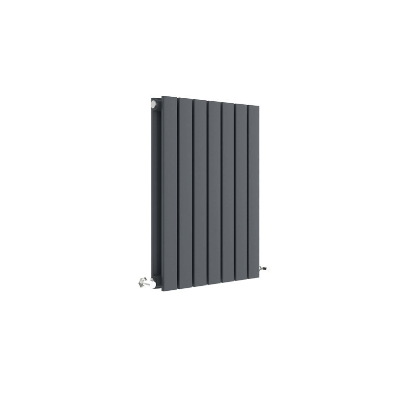 Sloane Vertical Designer Radiator, 60cm H x 41.2cm W x 7.2cm D, Grey