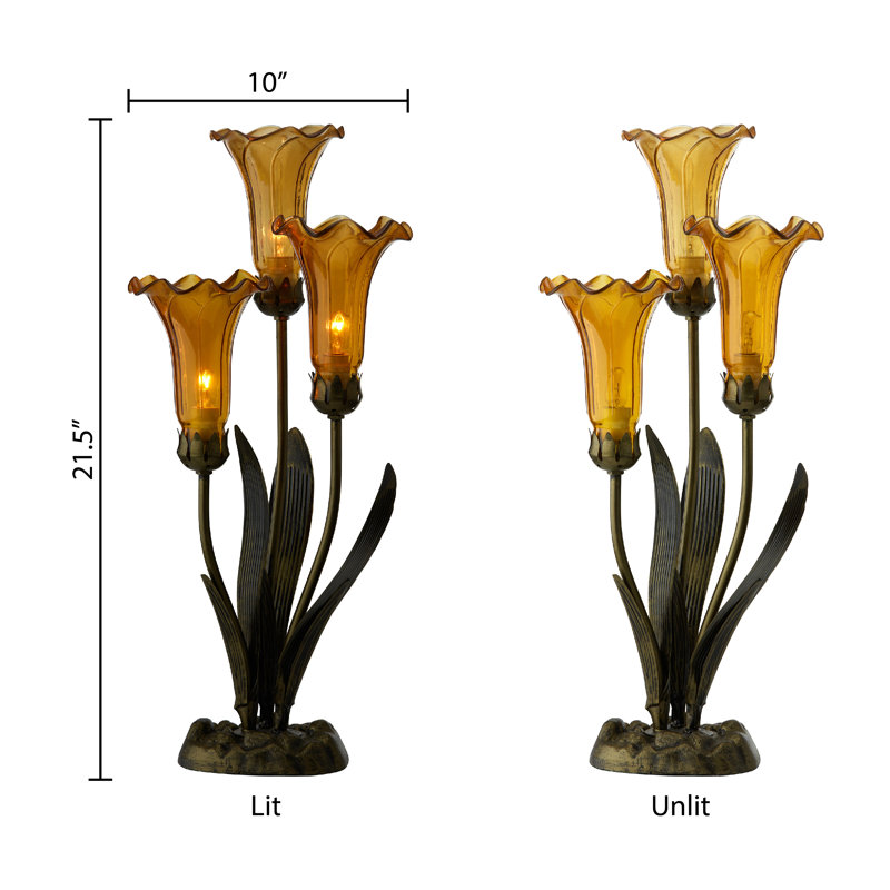 21.5"H Alianys 3 Light Lily Table Lamp, Amber
