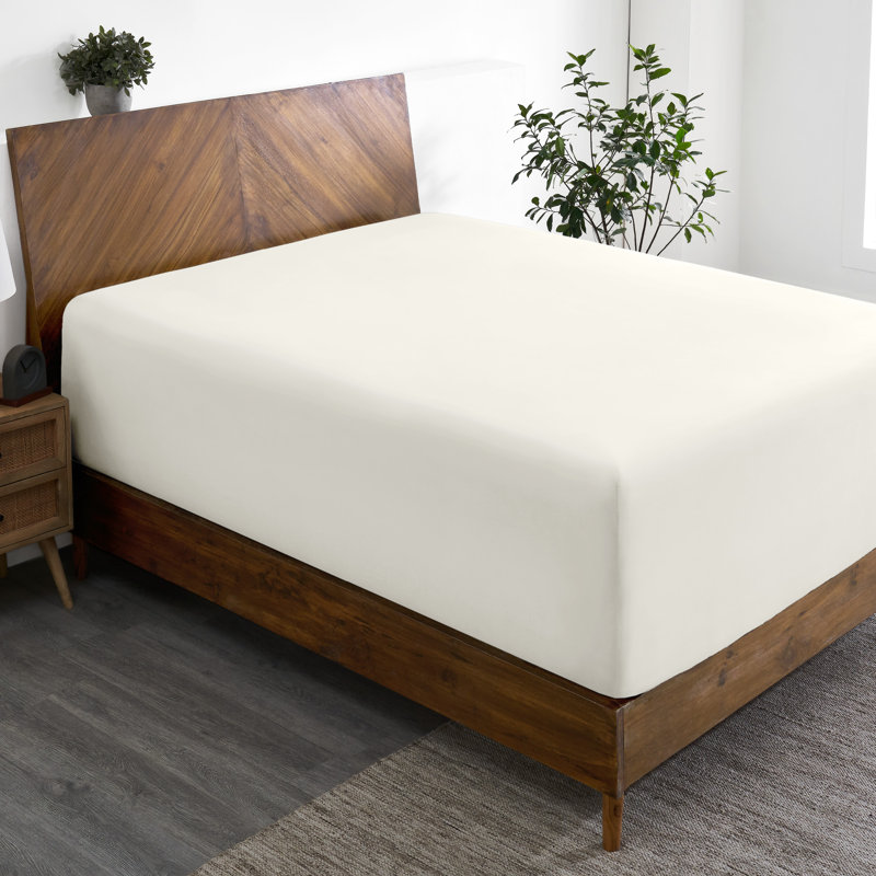 Extra Deep Microfiber Fitted Sheet, Twin Fitted Sheet, Cream