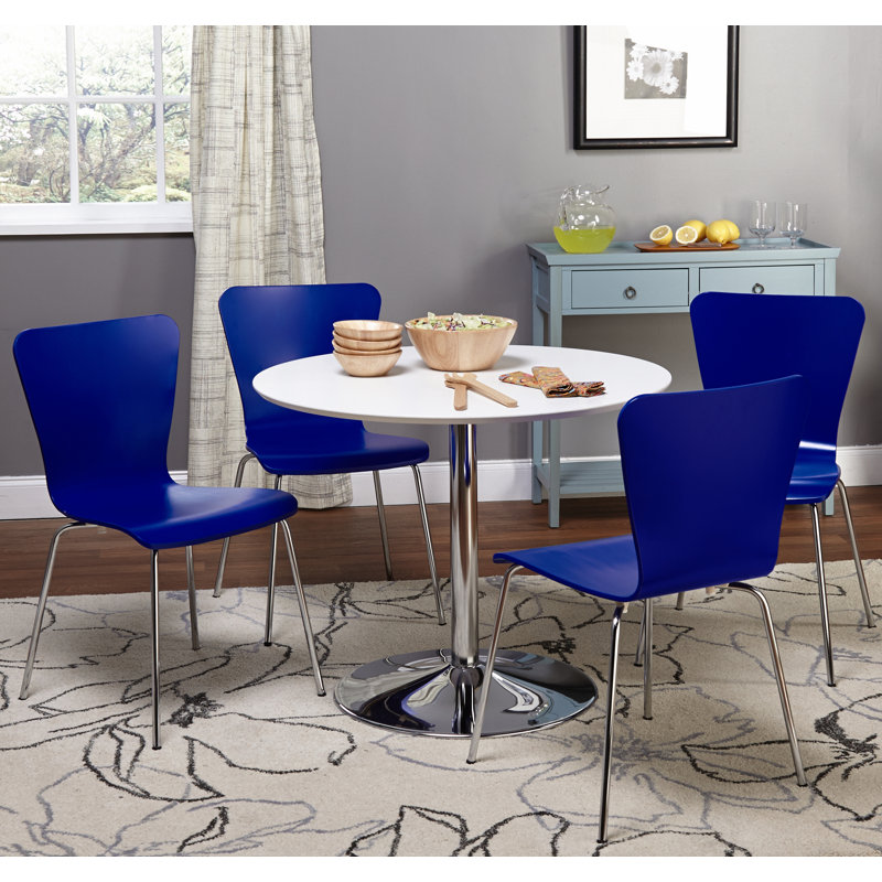 Ensemble de salle à manger Theotis, Bleu, 5 (1 table + 4 chaises)