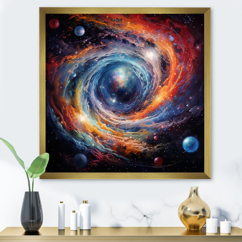 Heavenly Space Astrology - Astrology Wall Art, Gold Single Picture Framed, 30" H x 30" W x 1.5" D