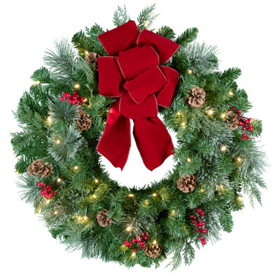 Lennis 24" Pre-Lit Front Door Wreath