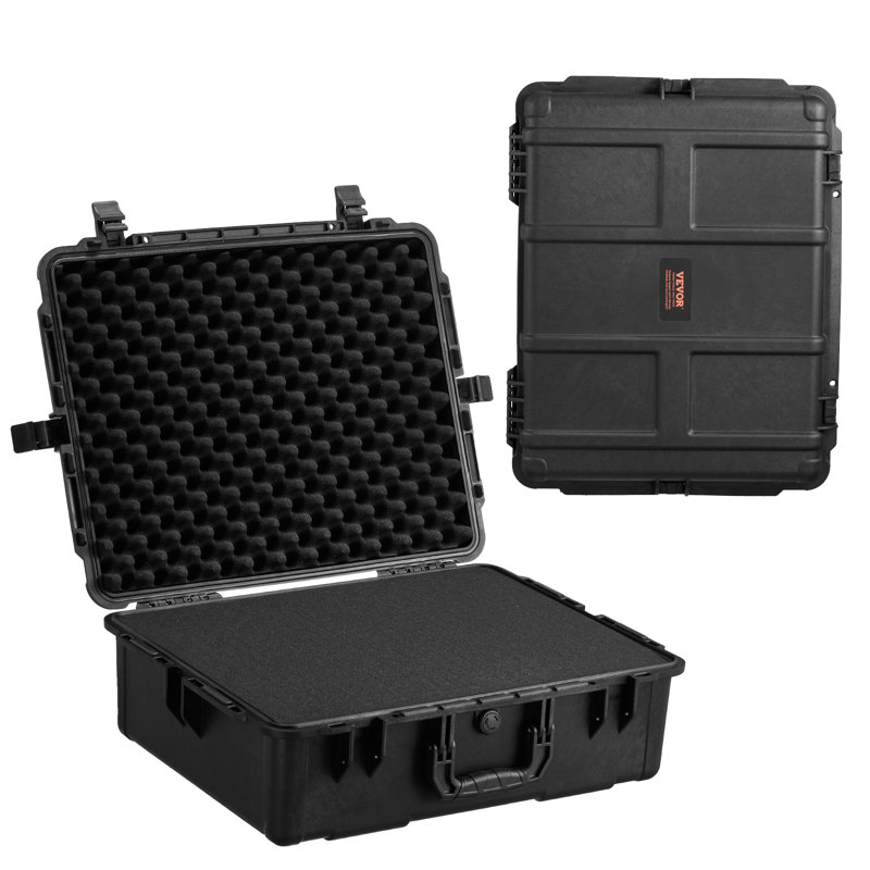 2.4 Cu.ft Weatherproof Hard Case with Handle Clips Padlock Holes Foam Protect Pistol