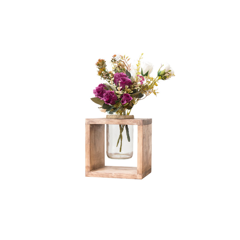 Support à plante élégant en bois, 100% bois massif, 7,9 po x 7,9 po x 5,9 po | Finition en bois naturel, conception robuste | Idéal pour les plantes d'intérieur et d'extérieur, peu encombrant et élégant.