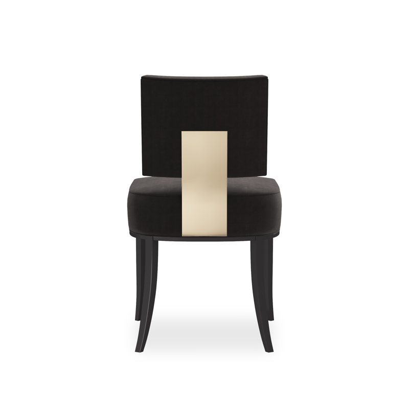 Caracole Classic Upholstered Dining Chair, Black/Gold, Black