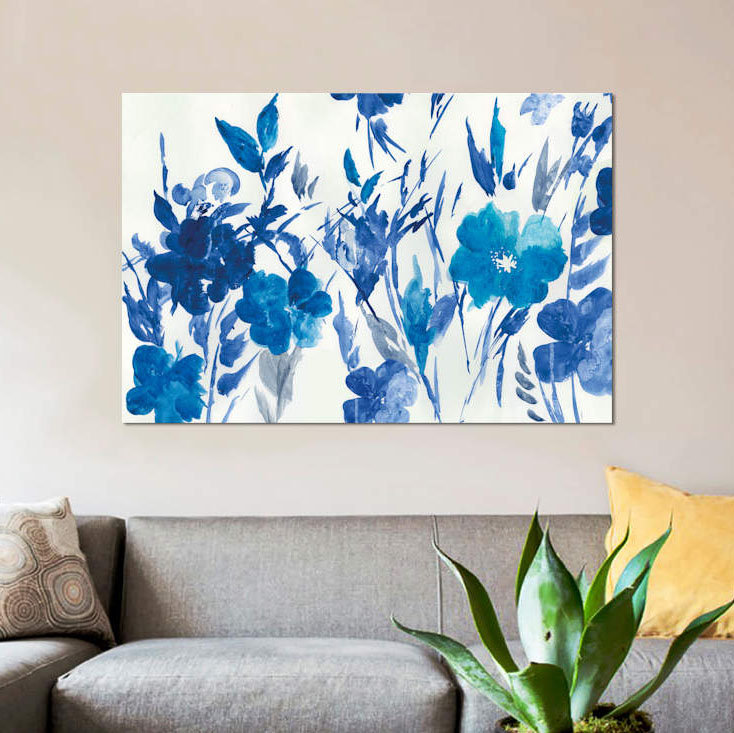 « blue pâturage », reproduction sur toile, H 18 po x l 26 po x P 1,5 po, Pas de tapis, Toile tendue