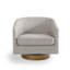 Fauteuil demi-tonneau pivotant en mélange de coton kaki avec base en bois massif Applewold-114606132