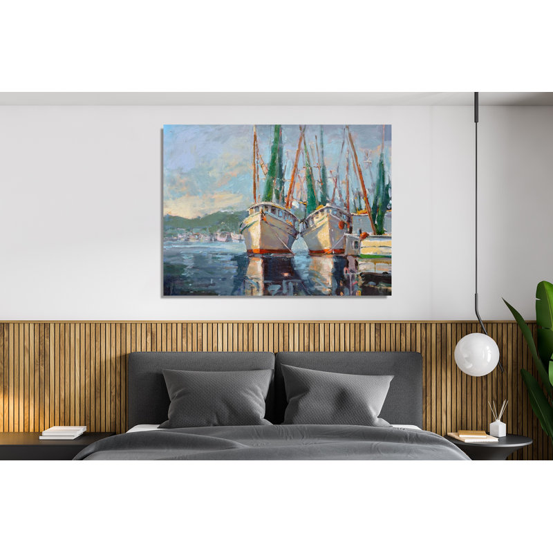Two Shrimp Boats - Artist Enhanced Canvas Print, 20" H x 24" W x 1" D, Wrapped Canvas