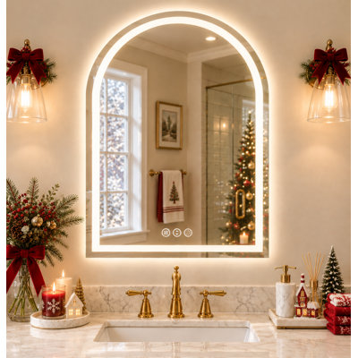 Miroir de salle de bain à DEL avec miroir de salle de bain en verre trempé