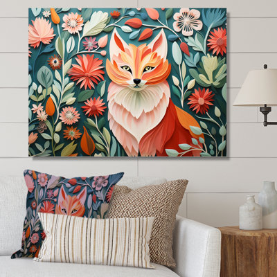 Art mural orange et renard orange dans un matelas II - renard