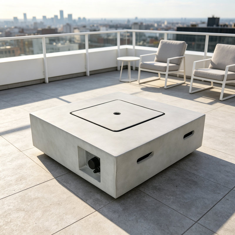 30 inch Fibre Reinforced Concrete Propane/Natural Gas Fire Pit Table, Grey