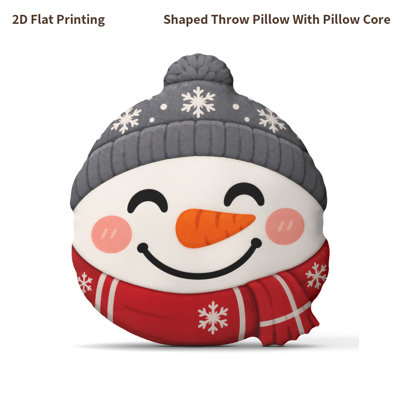 1pc 2D Flat Gray Hat Snowman S Gift Shaped Stuffed Throw Pillow Decorative Cushion Pillow for Sofa Bed Playroom And Christmas Decor, 2D Flat 60cm