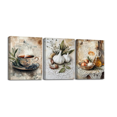 Décoration murale en toile beige 3 pièces Herb and Spice