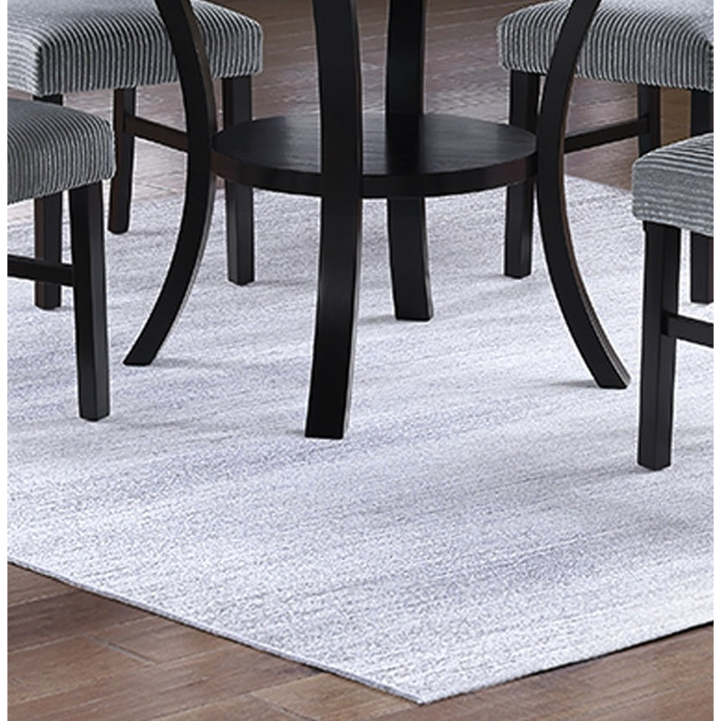Table de salle à manger ronde transitionnelle, esthétique blanche et noire, tablette inférieure pour les objets décoratifs, sièges 4