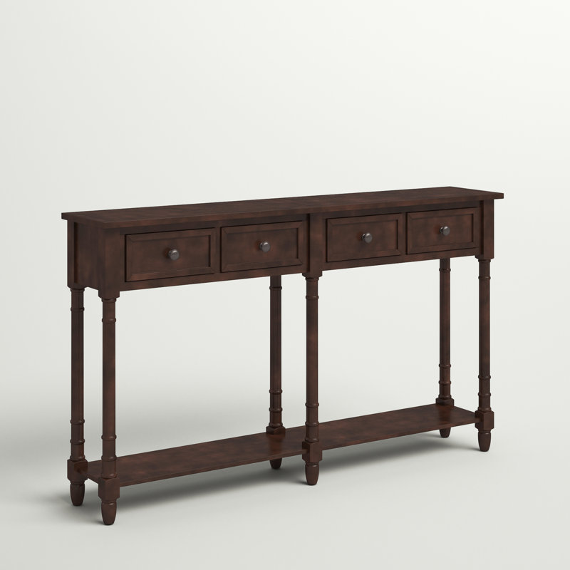 Console / canapé Maria avec 2 tiroirs et tablette inférieure | Assemblage facile pour le salon et le vestibule, Espresso