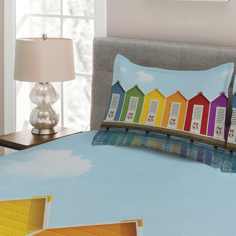 Landscape Modern & Contemporary Polyester Coverlet, King Bedspread + 2 Shams