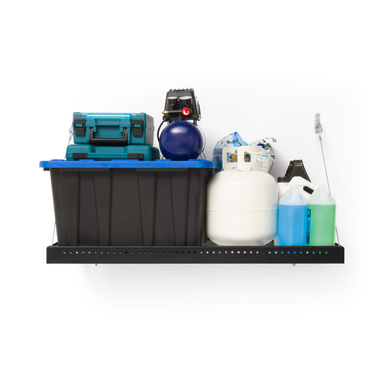 Pro Series Black Steel Wall Mounted Garage Shelf 48" x 24"