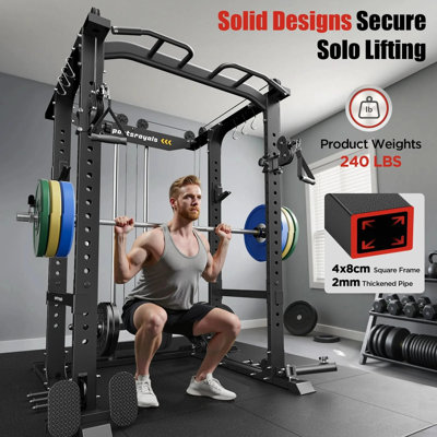 FED Fitness Sportsroyals Series PR1 All-in-One Power Cage and Squat Rack, 4000 lb Capacity, Smith Machine and Cable Crossover for Home Gym