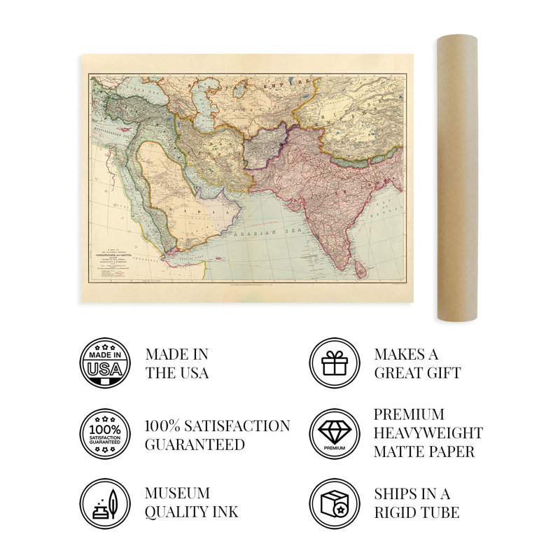" 1912 Middle East Map ",  24" H x 36" W 