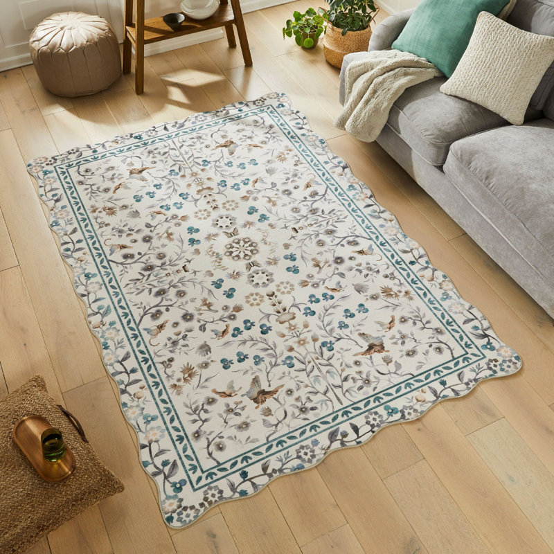 Ivory Traditional Soft Washable Rug For Bedroom, Dining Room, Stain Resistant Modern Rug, Rectangle 160 x 230 cm