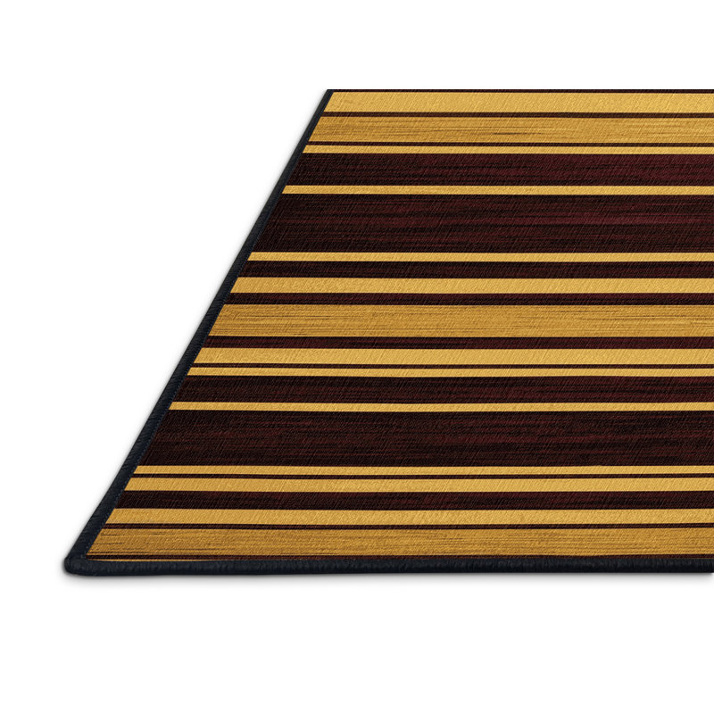 Tapis noir à rayures horizontales lavable à la machine, Rectangle 5 pi x 7 pi