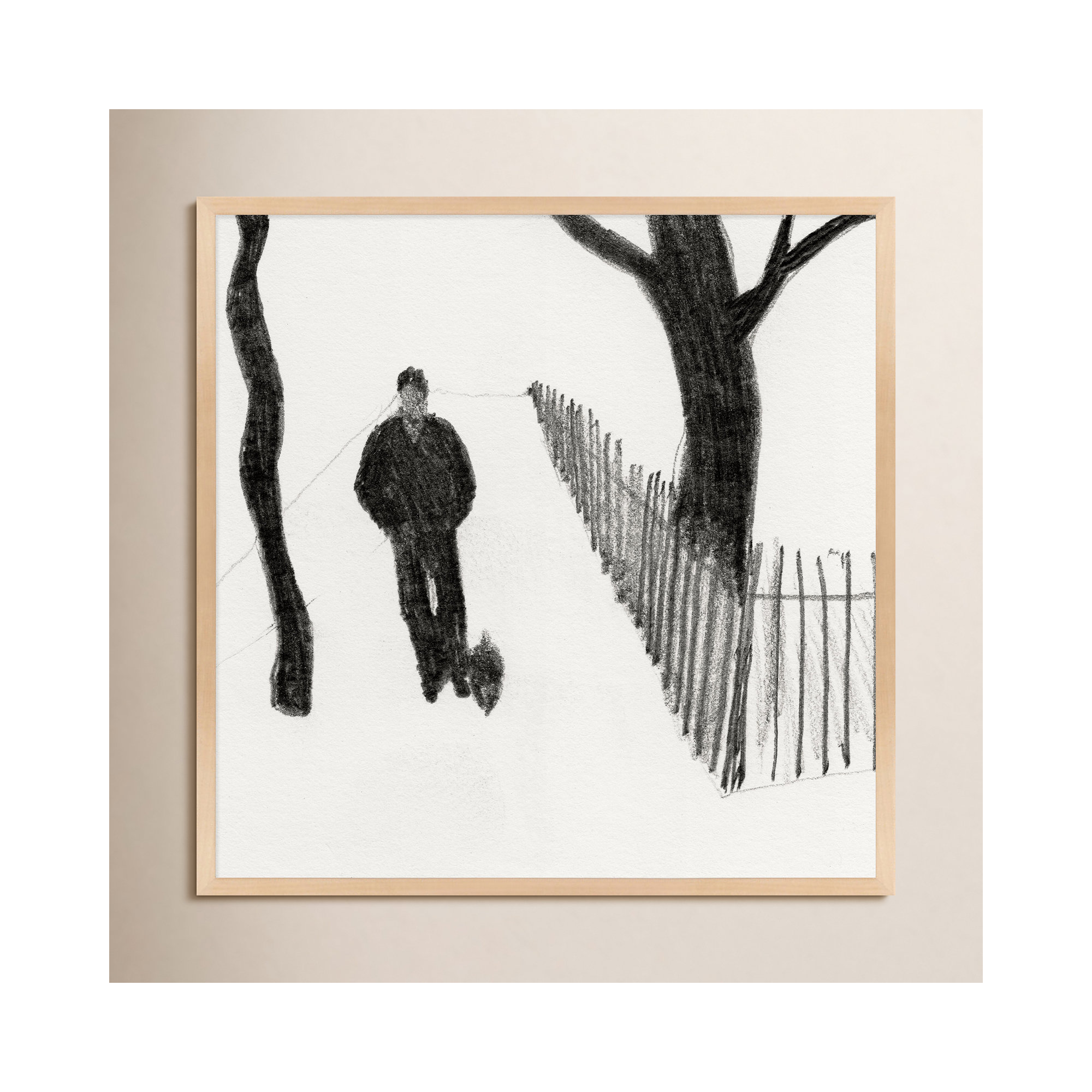 Walking The Dog by Simon Schneiderman, Brown, 30" H x 30" W x 1.25" D