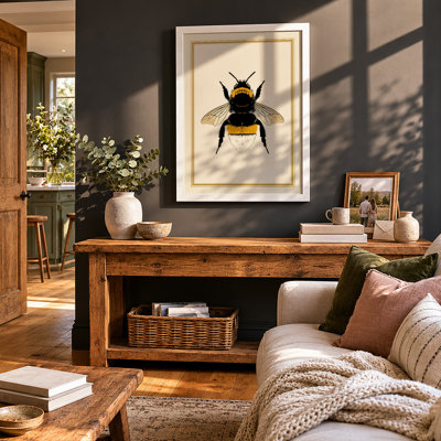 Bumblebee Study Botanical - Framed Print