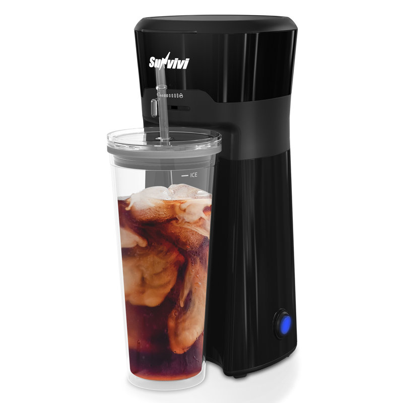 20 Oz Iced Coffee Maker For Ground Coffee, Cold Brew Tea Maker With Reusable Coffee Filter And Insulated Pitcher, Single Serve Machine For Home, Strength Control For Flavor