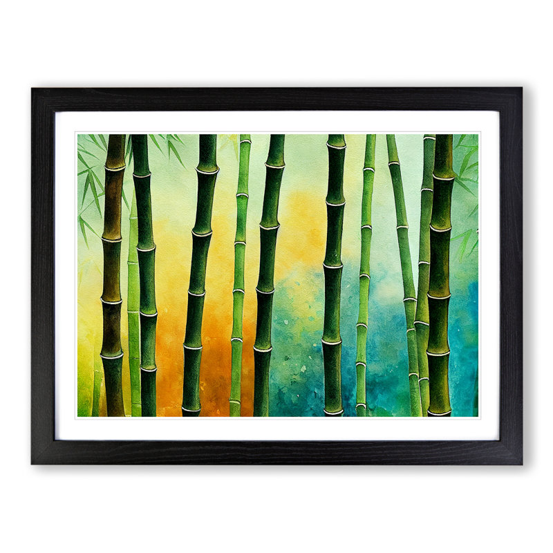 Vibrant Bamboo Forest - Framed Print, 46cm H x 64cm W x 2cm D, Black
