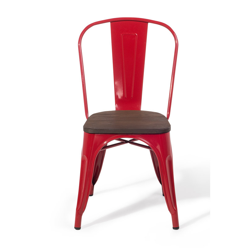 Lotie 44 cm H Solid Wood Slat Back Stackable Side Chair, Red