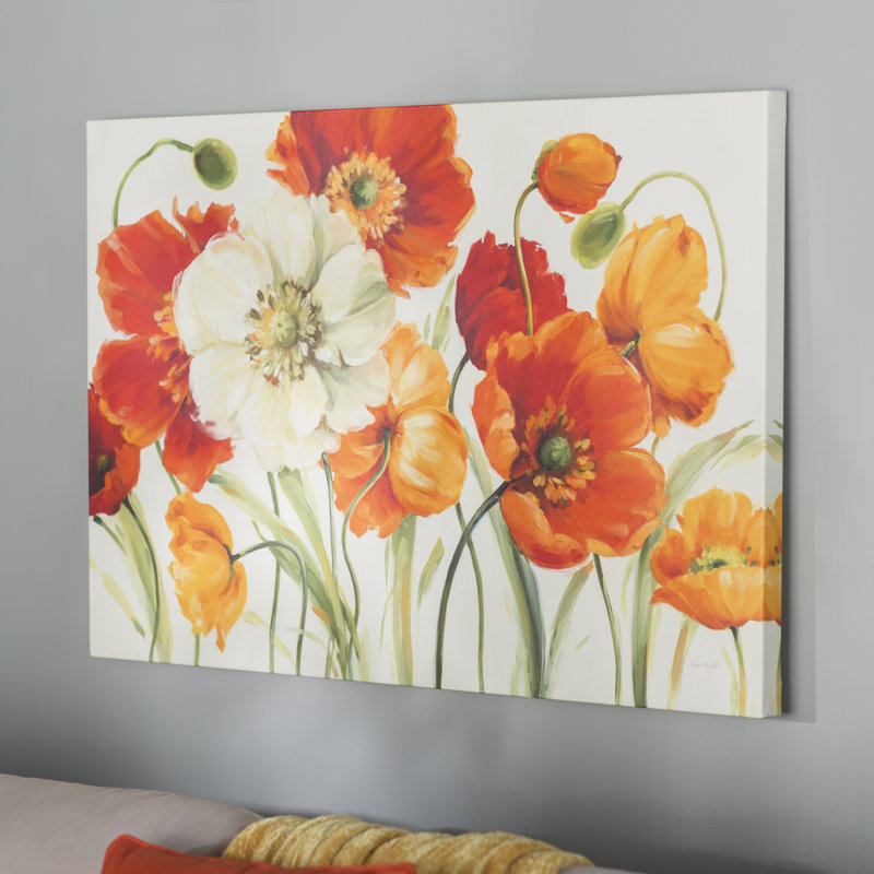 «Poppies Melody I» par Lisa Audit - impression sur toile tendue, H 18 po x l 26 po x P 1,5 po, Toile tendue, Sans cadre