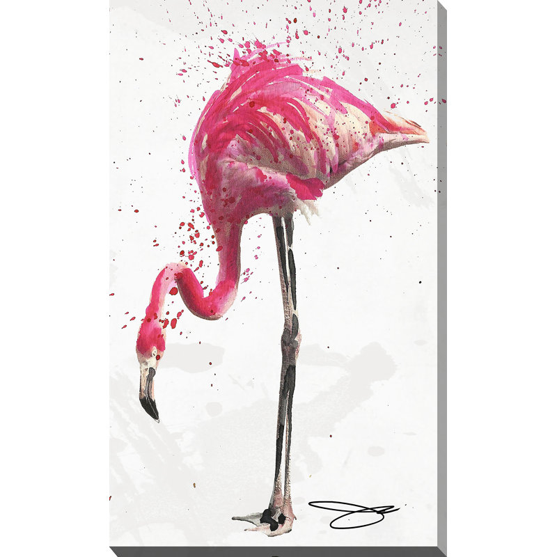 Reproduction d’art sur toile tendue flamant rose i, H 30 po x l 18 po x P 1 po