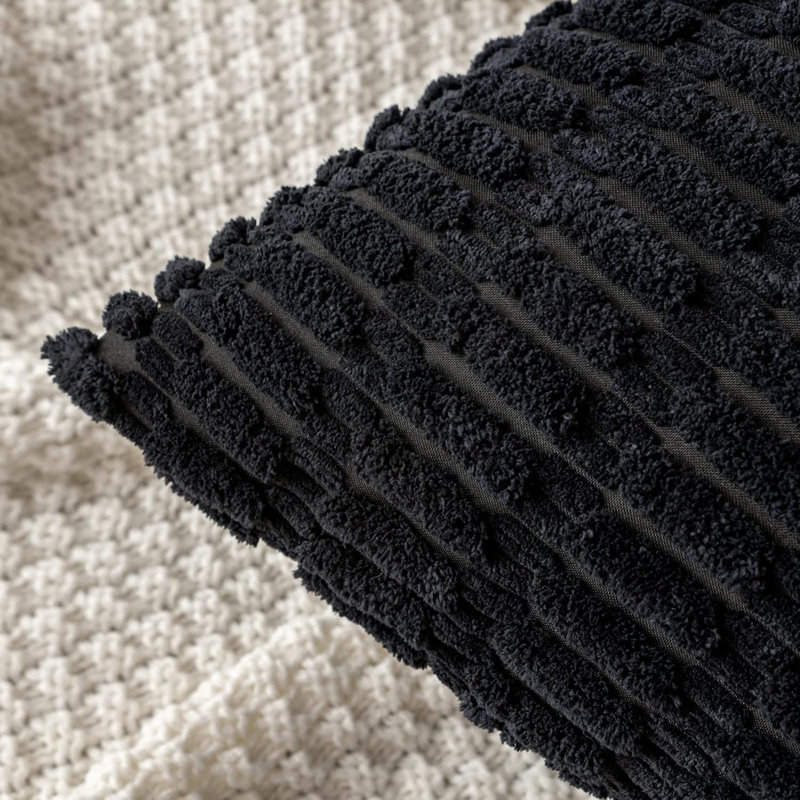  Housse de coussin rayée en polyester, Noir