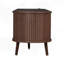 Meuble télé 70 pouces de style Mid-Century avec portes tambour, tiroirs et prise de courant intégrée pour téléviseur de 80 po