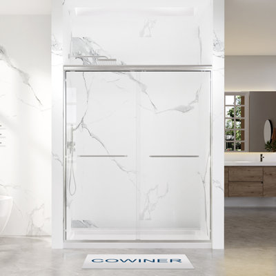 56–60 In. W X 72 In. H Framed Double Sliding Shower Door In Chrome With 1/4 In.(6mm) Clear Tempered Glass
