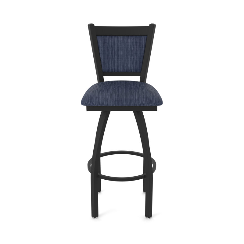 Hadleigh Swivel Stool, Black Wrinkle, Bar Stool (36” Seat Height), Fabric-Graph Anchor