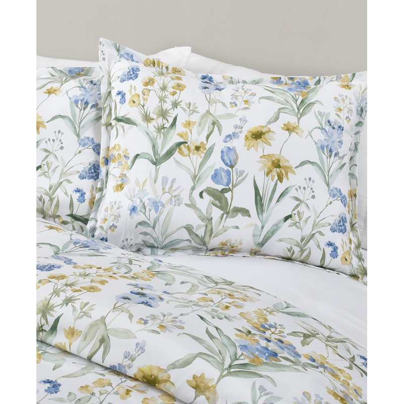 Tahlia Blue Floral Microfiber Full Comforter Set