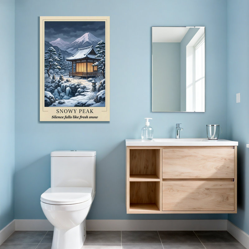 Paysage et paysage enneigé au temple japonais Snowy Peak, H 18 po x l 12 po