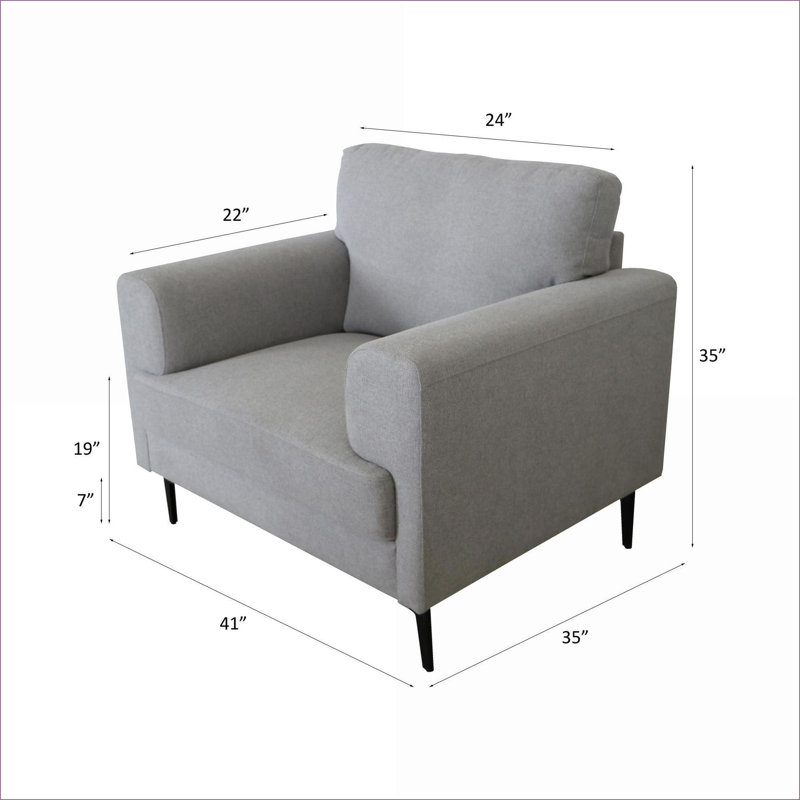 Chaise d'appoint rembourrée en lin gris clair Kyren