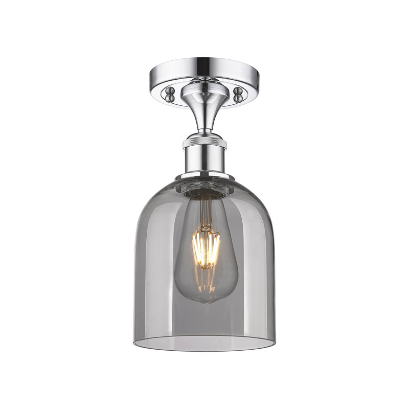 Ballston - Allysson - 1 Light 6" Semi-Flush Mount - Seedy Shade, Light Smoke, Polished Chrome