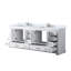 Meuble-lavabo double blanc 84 po X P 22 po D, dessus en marbre de Carrare et ensemble de robinet-117843771