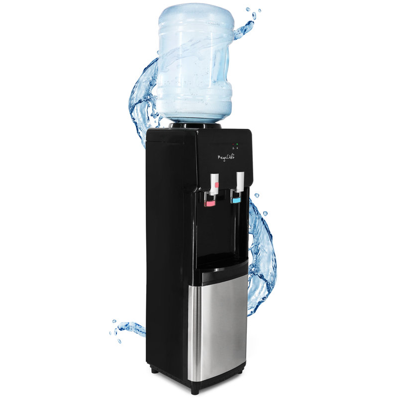 MegaChef Black Metal Top Load Hot and Cold Water Dispenser