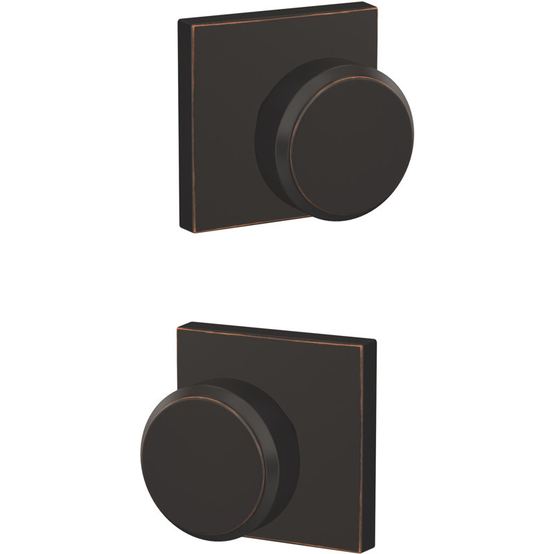 Bowery Double Dummy Knob with Collins Trim, Aged Bronze