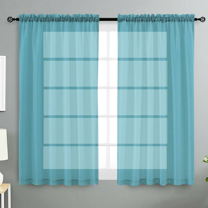 Rideaux transparents avec passe-tringle Dima, Turquoise, l 52 po x L 45 po