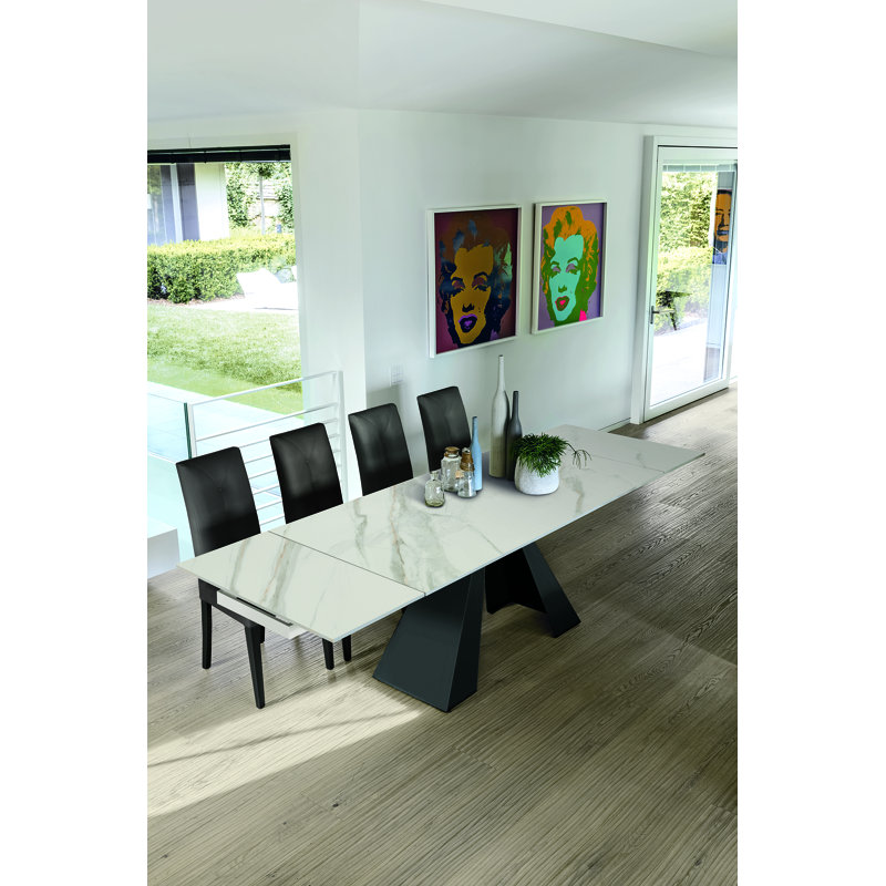 Desiderato Stone Dining Table, Arabescato Marble, Graphite