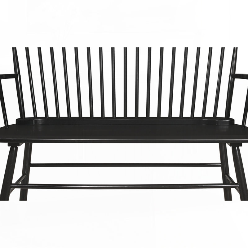 Vintage Wood Spindle Back Bench, Black