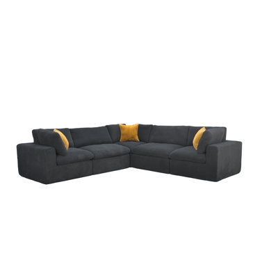 Coffee Bean Like Upholstery Full Compressed Modular Sectional With Toss Pillows