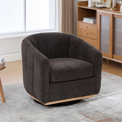Fauteuil club pivotant 360 ° en forme de citrouille avec base en métal, 31,89 po de largeur, pour le salon et le bureau