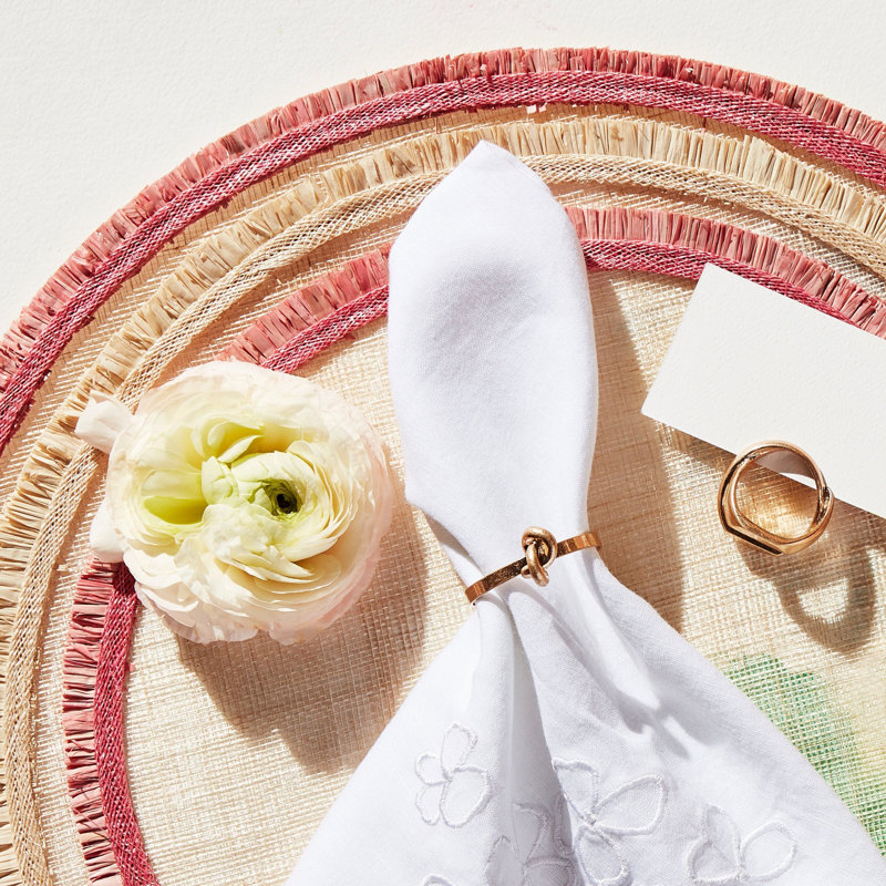 100% Abaca Round Placemats, Pink