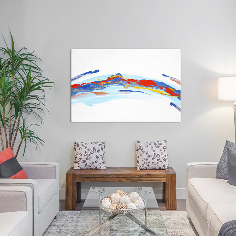 « river mountain », reproduction d’art sur toile tendue, H 18 po x l 26 po x P 1,5 po, Toile avec cadre noir, Pas de tapis